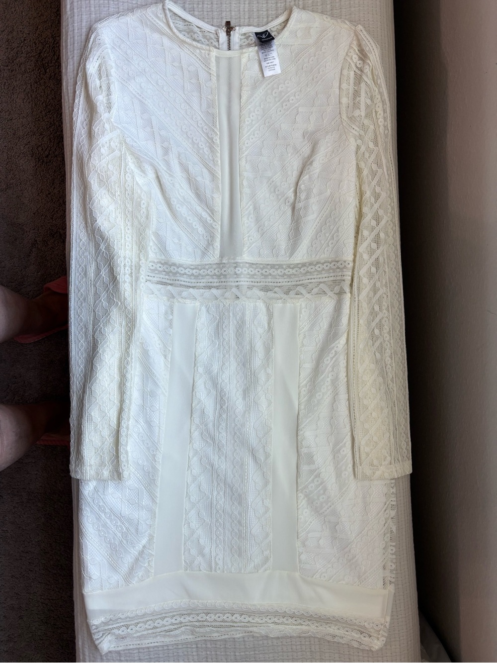 Windsor White Lace Midi Dress with Plunge Mesh Paneled Front - Picture 2 of 3